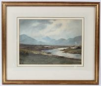 CIRCLE OF PERCY FRENCH 'Bogs and Mountains of Connemara' watercolour bears label on backing board,
