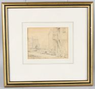 EDWARD WILLIAM COOKE RA 'Near the fish market Hastings' pencil drawing inscribed and dated gallery