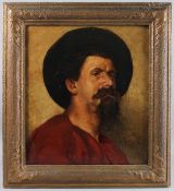 ATTRIBUTED TO THOMAS MORAN (1837-1926) Portrait of a bearded man in hat known in the family as 