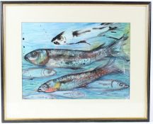 LILIAN WATKINS (20TH CENTURY) Fish watercolour signed in pencil 27 x 38cm