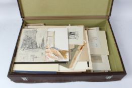 19TH CENTURY AND LATER Collection of miscellaneous pictures and prints, housed in a brown case
