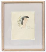 CERI RICHARDS (1903-1971) 'Ruth headdress' pencil and wash inscribed embossed initials CR 25 x 20cm