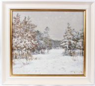 VIKTOR KOSHEVOI (1924-2006) Winter woodland landscape oil on board 44 x 50cm