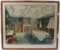 BRITISH SCHOOL (LATE 19TH EARLY 20TH CENTURY) Interior view of a grand dining room watercolour