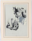 CIRCLE OF PERRY PETERSON Polo scenes monochrome oil on artboard unframed 52 x 36cm