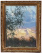 ANDREI KULAKOV Sunset in a forest oil on board signed 41 x 30cm