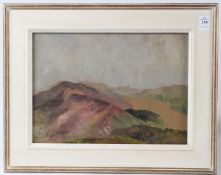 20TH CENTURY SCHOOL Mountain landscape oil sketch 24 x 44cm