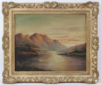 J MACDONALD Mountain landscape in twilight oil on canvas signed 39 x 49cm