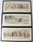 BORIS O'KLEIN 'Dirty Dogs of Paris' set of three early 20th century colour etchings with aquatint