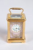 A MINI SEVRES DESIGN CARRIAGE CLOCK. 6.25ins