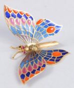 AN 18CT GOLD PLIQUE A JOUR BUTTERFLY BROOCH