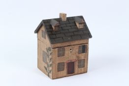 A COTTAGE STYLE PAINTED TEA CADDY.