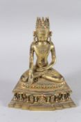 A GOOD CHINESE GILT BRONZE DEITY. 22cm high