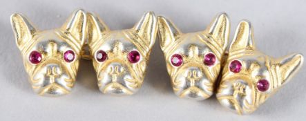 A PAIR OF RUSSIAN SILVER BULL DOG CUFF LINKS