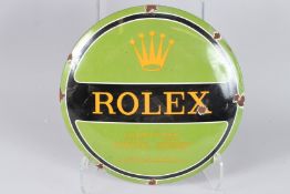 AN ENAMEL CIRCULAR ROLEX SIGN. 11.5ins diameter