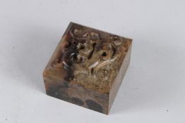 A GOOD SQUARE JADE SEAL 10cm