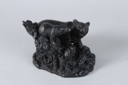 A BRONZE GROUP OF TWO BEARS. 8cms