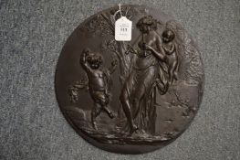 A good bronze circular classical style plaque.