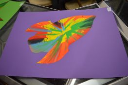 In the manner of Damien Hirst, a spin painting depicting a rocket.