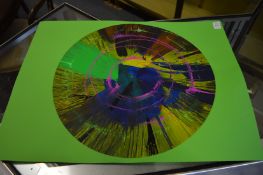 In the manner of Damien Hirst, a spin painting.