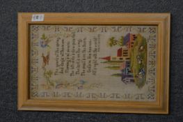 Framed and glazed sampler.