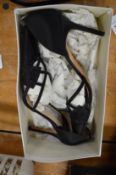 A pair of Joseph Azagury black silk shoes, size 38.