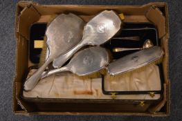 Silver backed dressing table items etc.