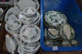 A quantity of Masons Chartreuse dinnerware and another part dinner service.
