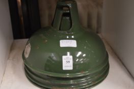 A set of four green enamel lamp shades.