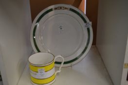 A Herend porcelain plate together with a porcelain tankard.
