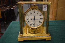 A Jaeger Le Coultre Atmos clock no: 451991, with original box and instruction book, appears unused.