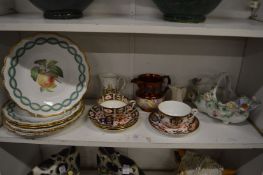 Decorative porcelain to include Crown Derby cups and saucers.