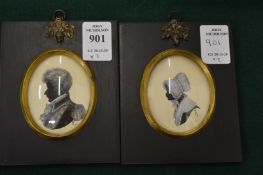 Dorothy Turton, two silhouettes depicting an army officer and a girl, initialed.