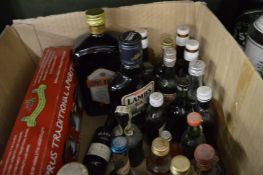 Miniature liqueurs and other items.