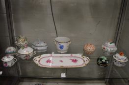 A collection of Herend porcelain to include boxes and covers etc.