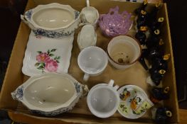 Decorative china to include a collection of bird pie chimneys.