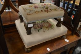 Two upholstered stools.