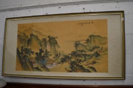 Large Chinese landscape with lakes, buildings and houses.