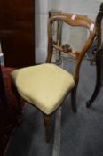 Three pairs of Victorian dining chairs.