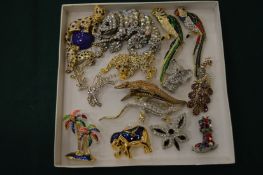 A good collection of decorative costume brooches modelled as various animals and birds etc.