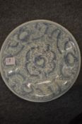 A Chinese circular blue and white dish.