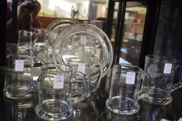 Quantity of Cowdray Park glass polo trophies to include tankards and a circular plate.