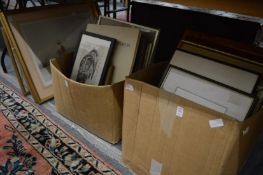 A quantity of paintings and prints.