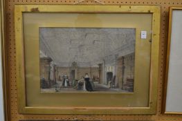 Country house interior scenes, Prints, a pair.