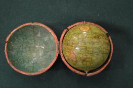 A Lane's pocket globe dated 1811, 2.75 inches diameter with shagreen outer case.