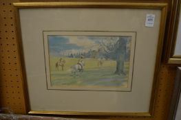 Figures on horseback, watercolour.