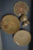 A group of Sudanese wicker work bowls etc.