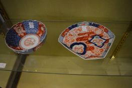 Four pieces of 19th century and later Imari porcelain, chipped, cracked or restored.