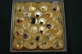 A collection of coloured stones.