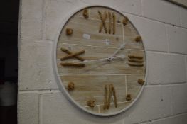 A large circular wall clock.